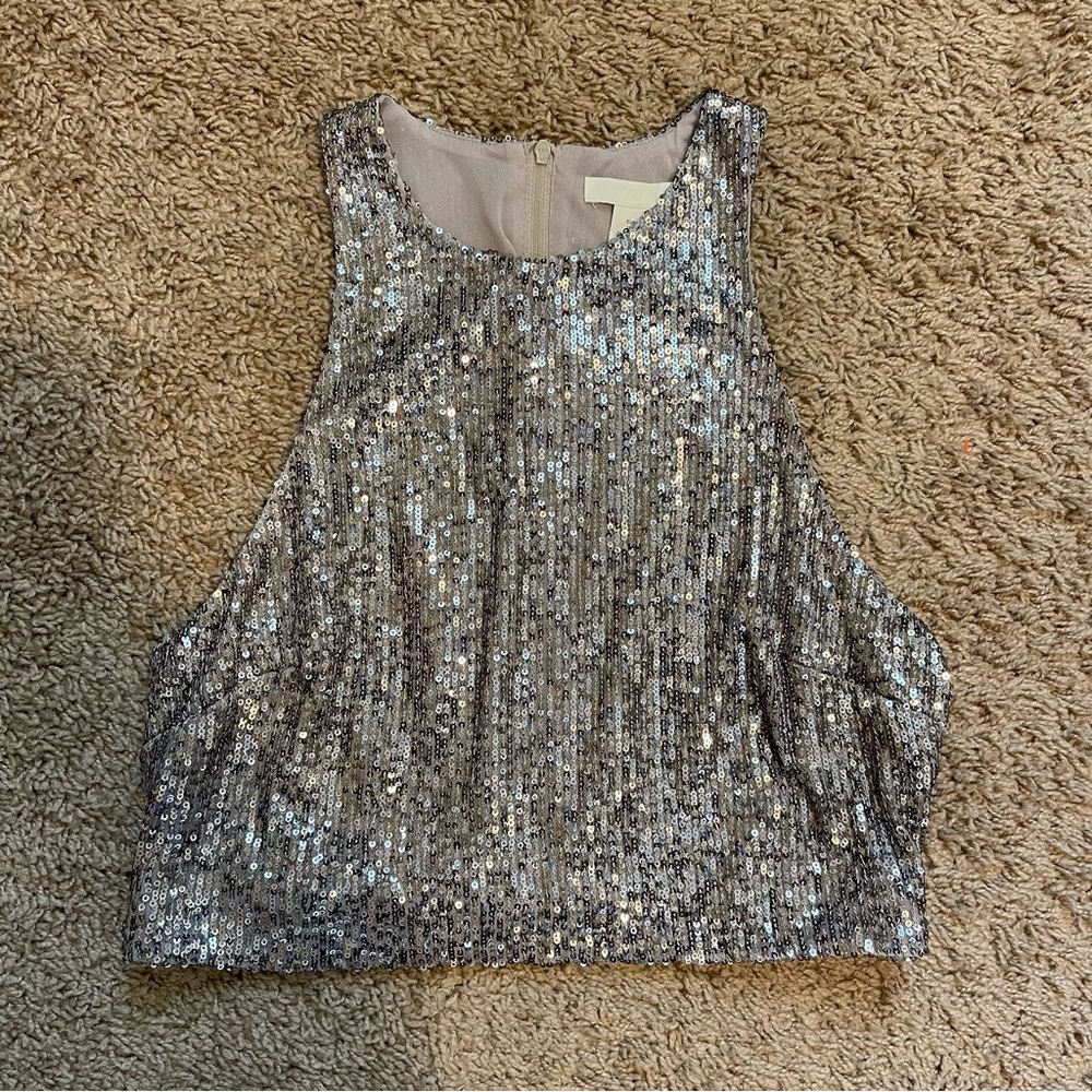 *NWT* H&M silver sequin cropped tank